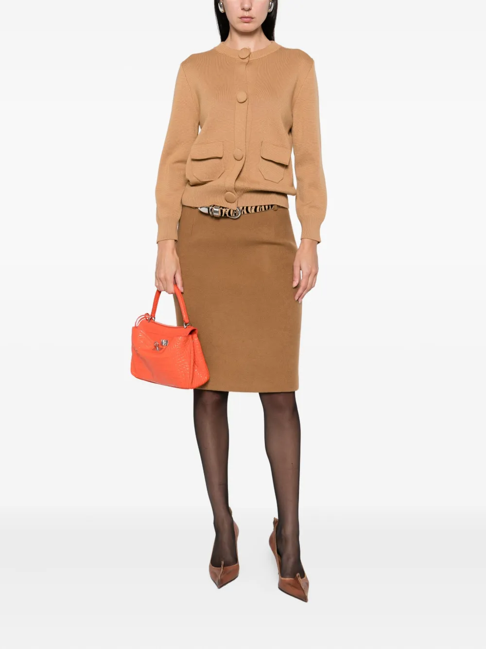 Nº21 Midi-rok met riemlussen - Bruin