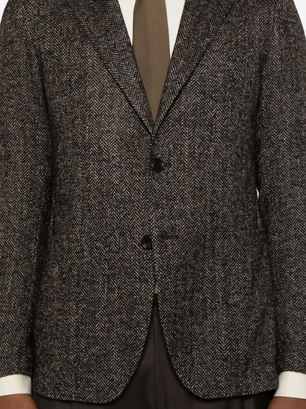 Tagliatore Jack met enkele rij knopen en visgraatpatroon Bruin