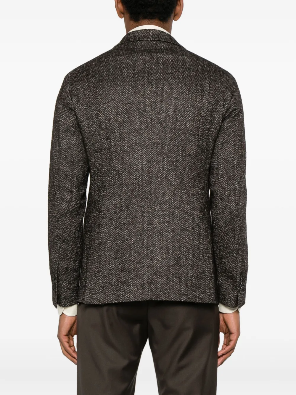 Tagliatore Jack met enkele rij knopen en visgraatpatroon Bruin