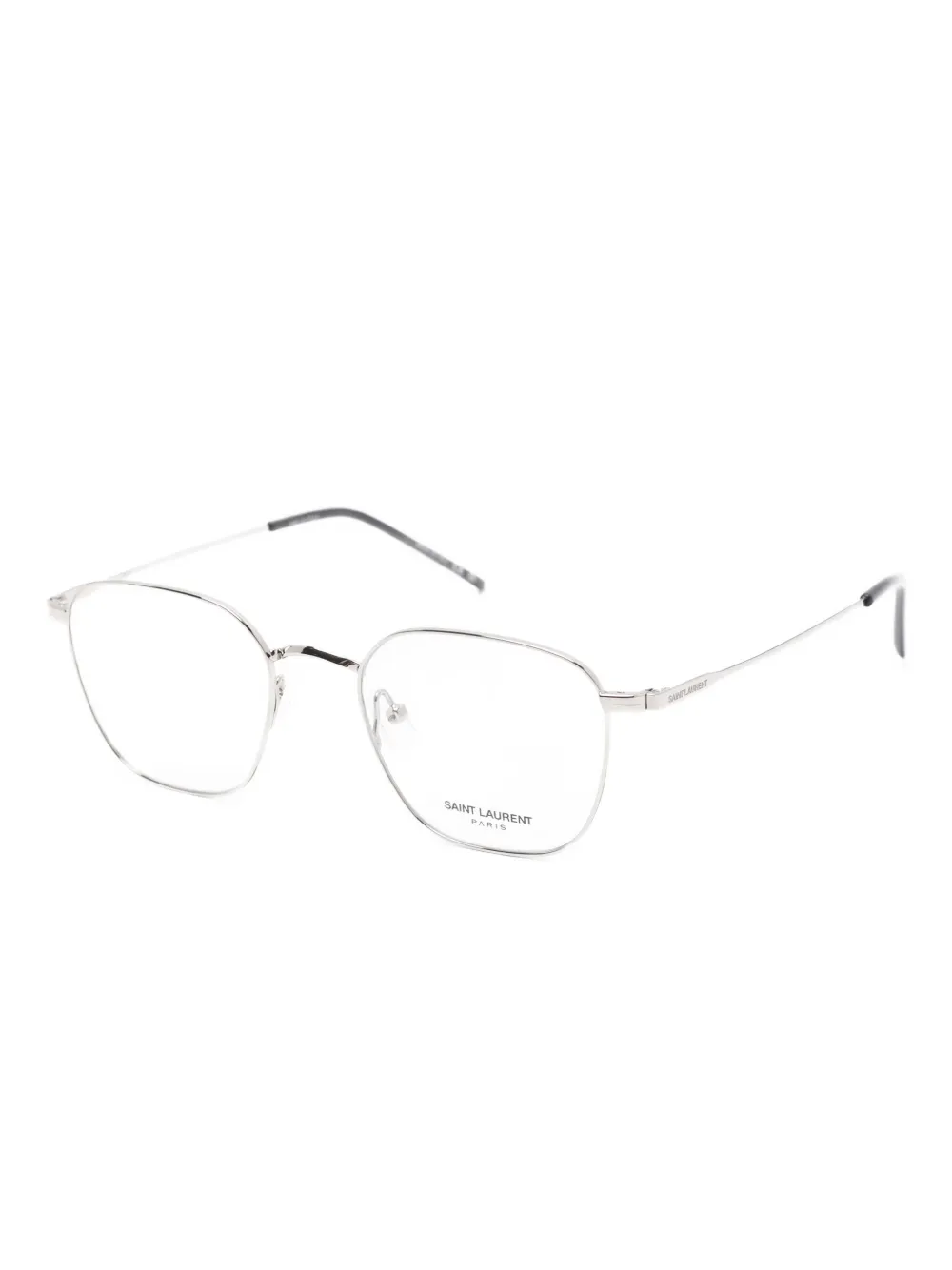 Saint Laurent Geometric-frame Glasses In Silver