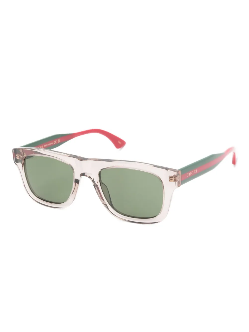Gucci Eyewear Zonnebril met rechthoekig montuur en streep - Bruin