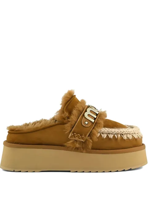 Mou 4mm platform letter-logo clogs