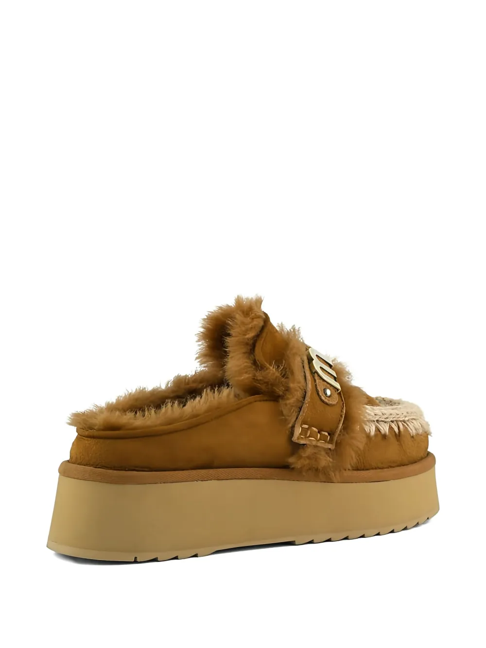 Mou 4 mm klompen met plateauzool en logo Bruin