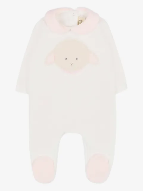 Le Boo Beebè mameluco con ovejas bordadas