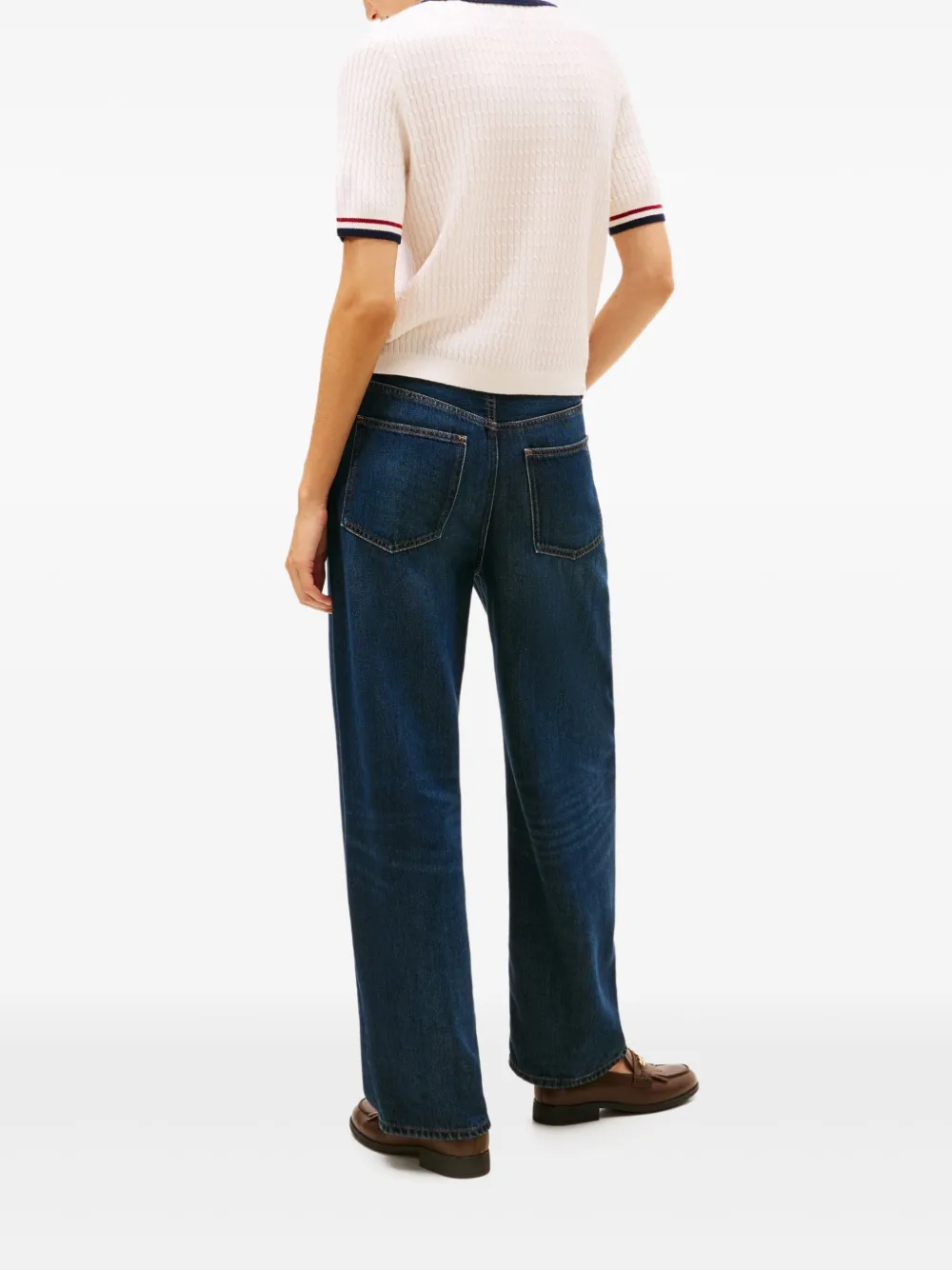 Tommy Hilfiger Kabelgebreid gestreept T-shirt Wit