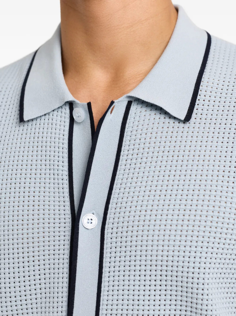 Orlebar Brown Roddy button-up geperforeerd overhemd Blauw