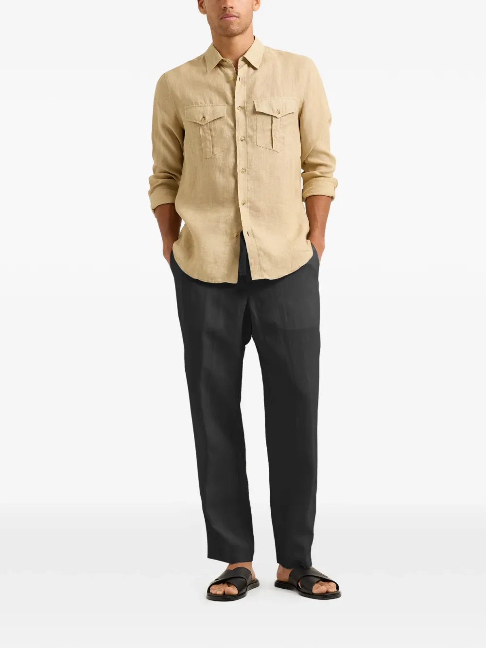 Orlebar Brown Linen Drawstring Alex Trousers | Regular-Fit & Straight Leg Pants | Image 2