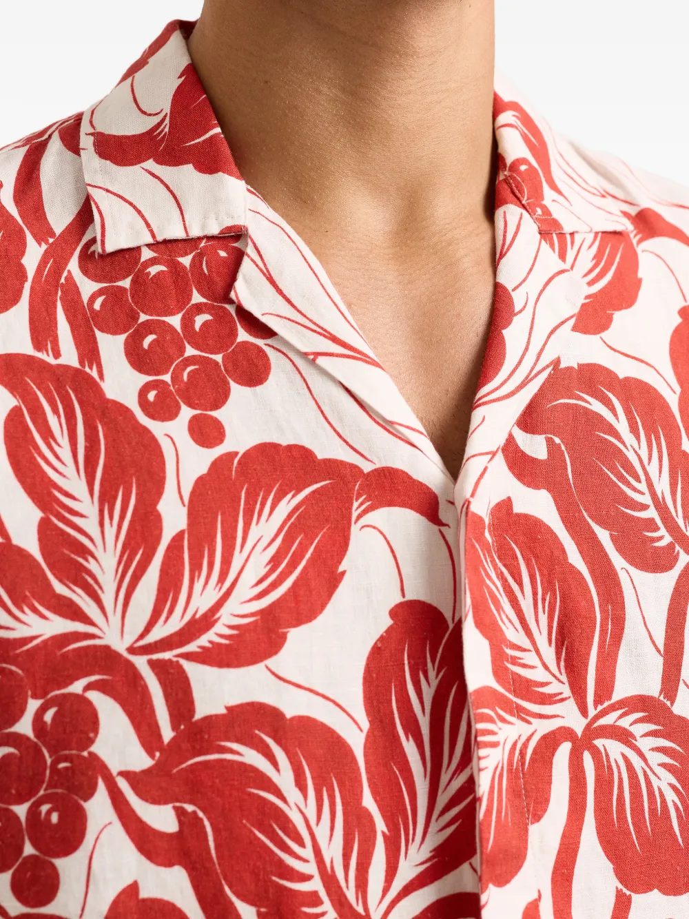 Orlebar Brown Maitan linnen overhemd met bloemenprint Wit