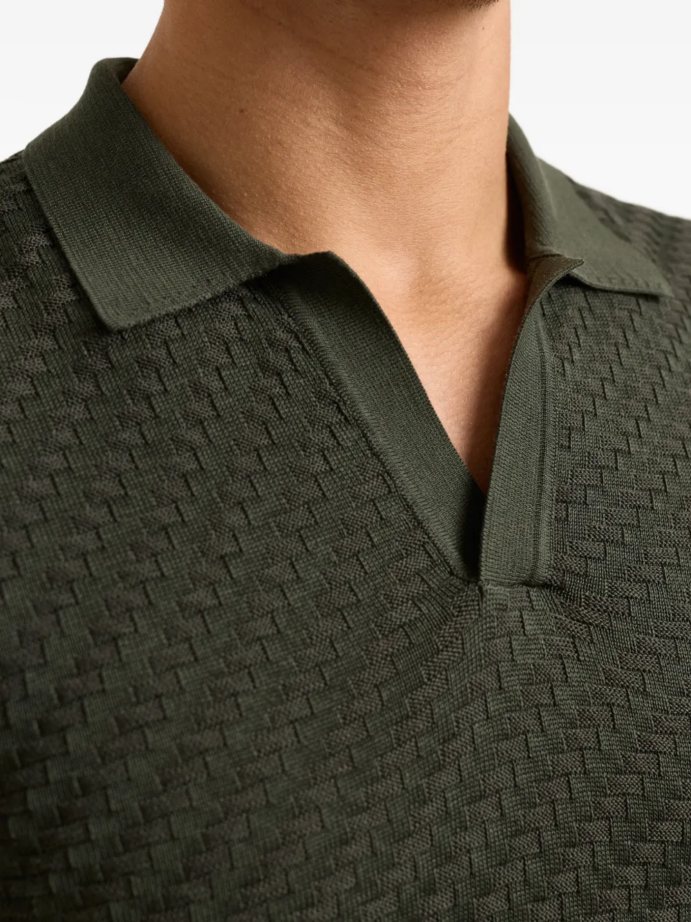 Orlebar Brown Horton top met polokraag en jacquard Groen