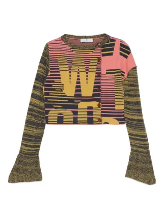 【美品】Vivienne Westwood ピンク×カーキ　カーディガン Vivienne Westwood Bea コットンクロップドカーディガン (すべての新品
