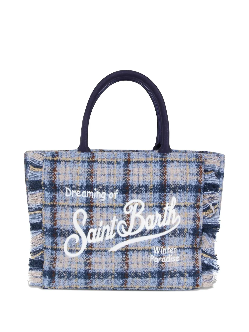 MC2 Saint Barth Colette checked frinfed tote bag | Blue | Image 1