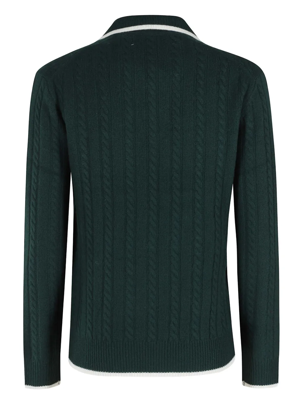 Mc2 Saint Barth Long Sleeves Knit Braid Polo In Green