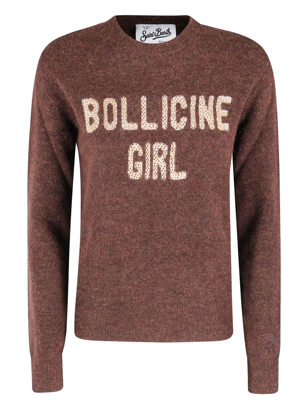 Mc2 Saint Barth Strass-embellishment Sweater In Brown