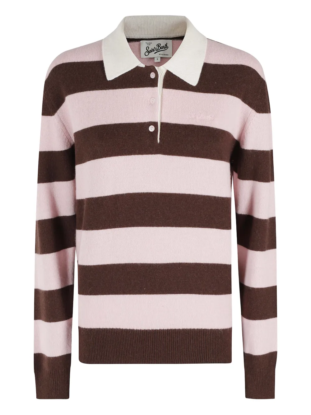 Mc2 Saint Barth Long Sleeves Knit Polo In Pink