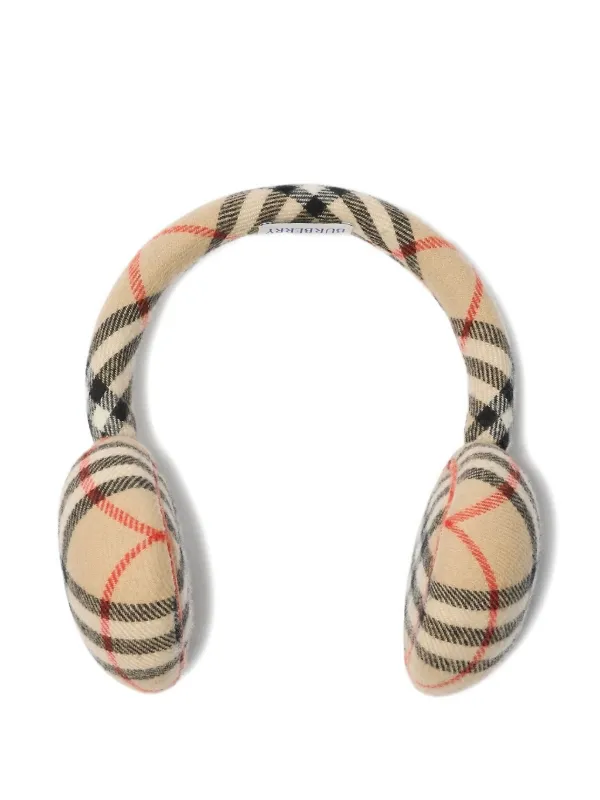 Burberry チェック ウールカシミアイヤーマフ | ニュートラル
