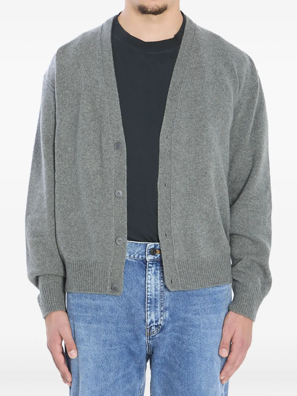 The Row Mats V-neck ribbed cardigan - グレー The Row Mats V-neck ribbed cardigan - グレー
