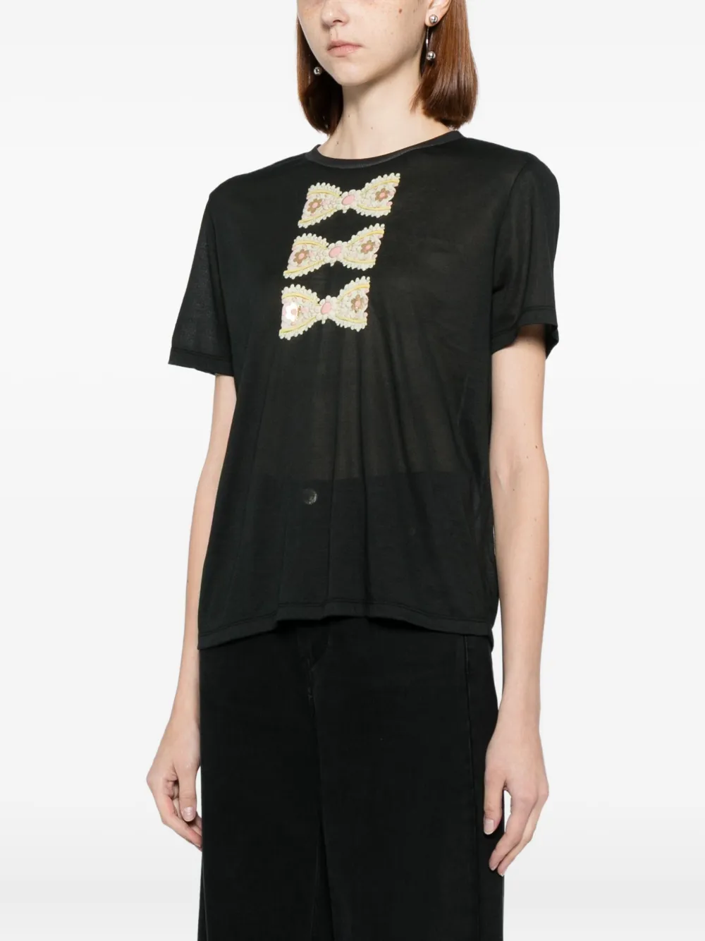 Cynthia Rowley Foil-print T-shirt In Black