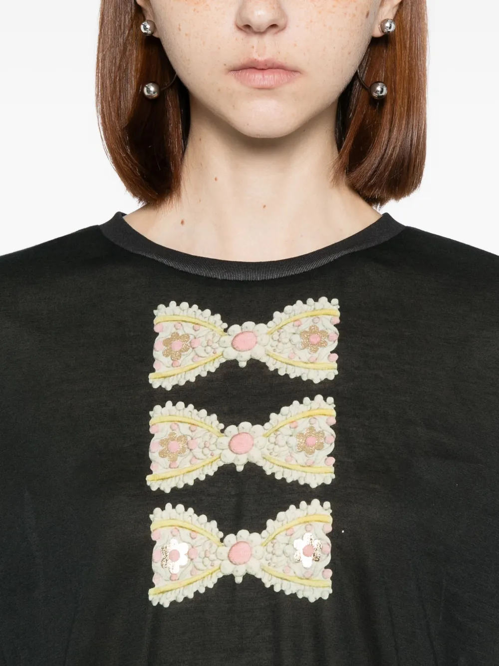 Cynthia Rowley Foil-print T-shirt In Black