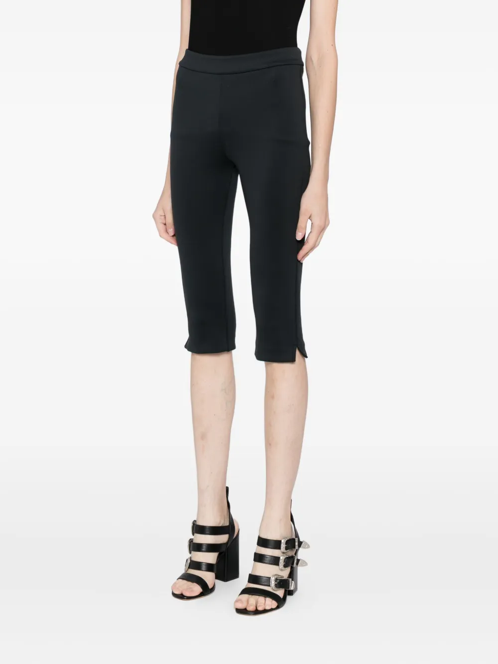 Cynthia Rowley Bonded Capris Shorts In Black