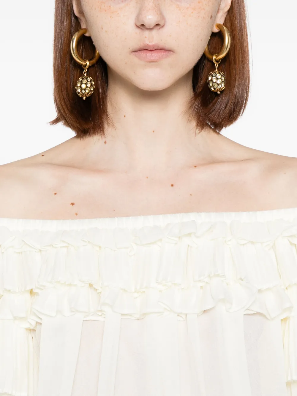 Cynthia Rowley Ruffled Blouse In Neutral