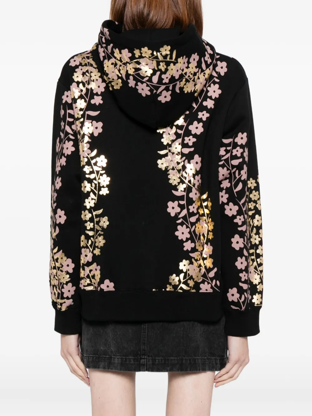 Cynthia Rowley Foil-print Hoodie In Black