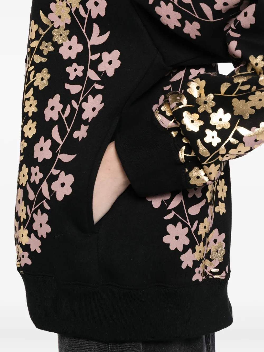 Cynthia Rowley Foil-print Hoodie In Black