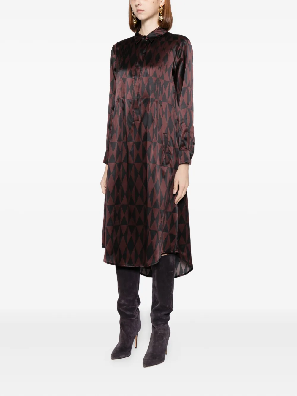 Cynthia Rowley Geometric-print Dress In Black