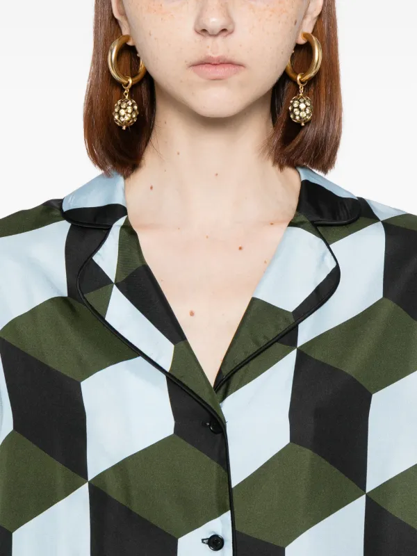 Chemise Femme En Soie Cynthia Rowley - Taille S, Bleu Marine Et Marron, Col à Volants, Occasion
