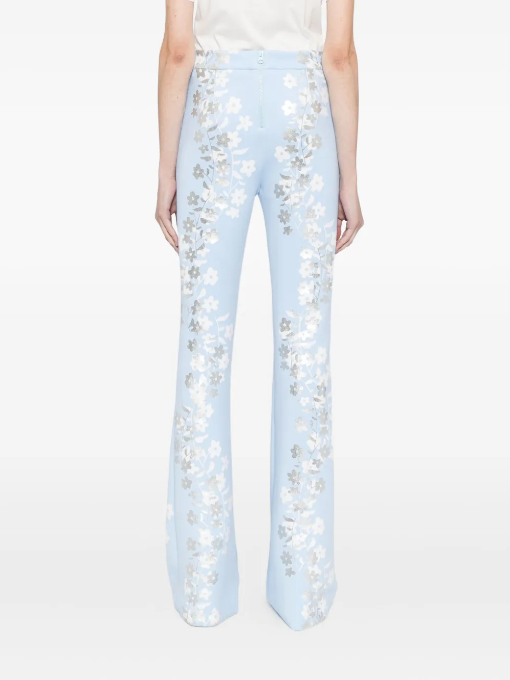 Cynthia Rowley Floral-print Trousers In Blue