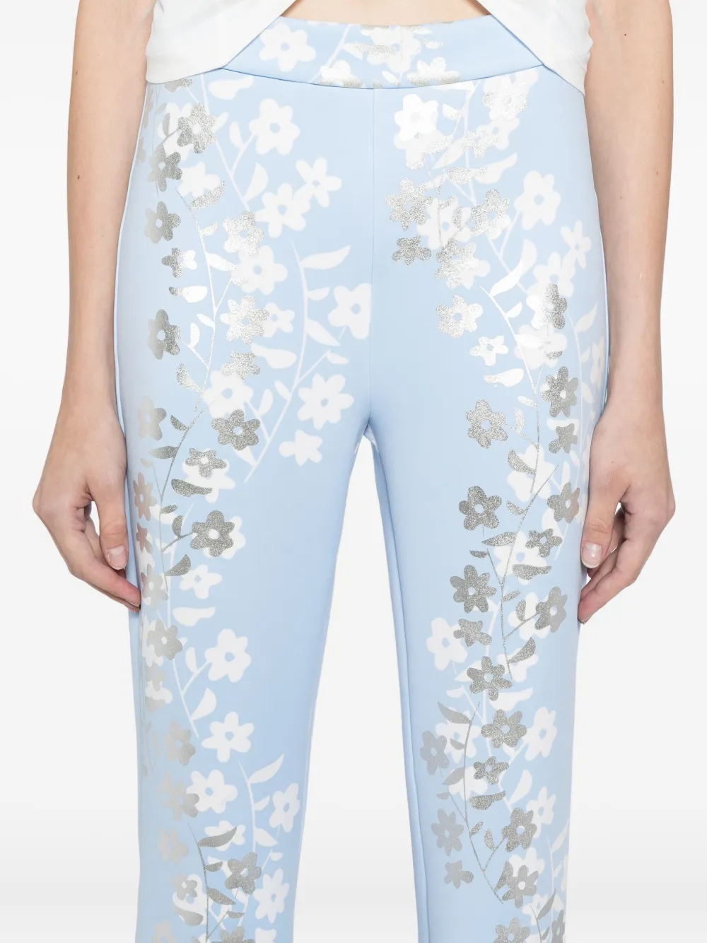 Cynthia Rowley Floral-print Trousers In Blue