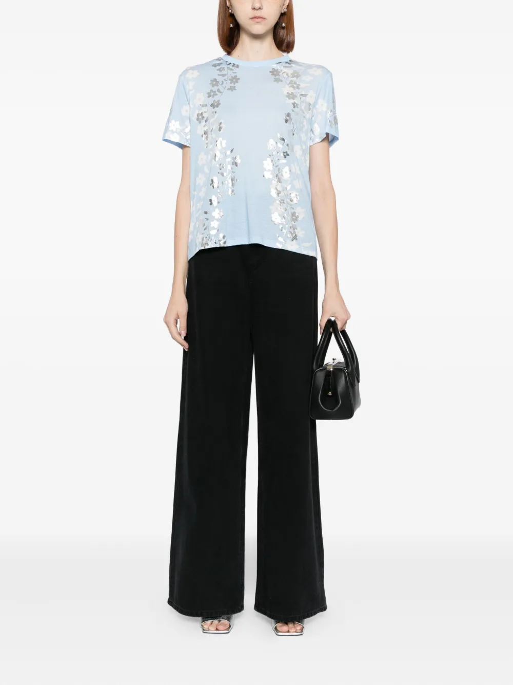 Cynthia Rowley Foil-print T-shirt In Blue