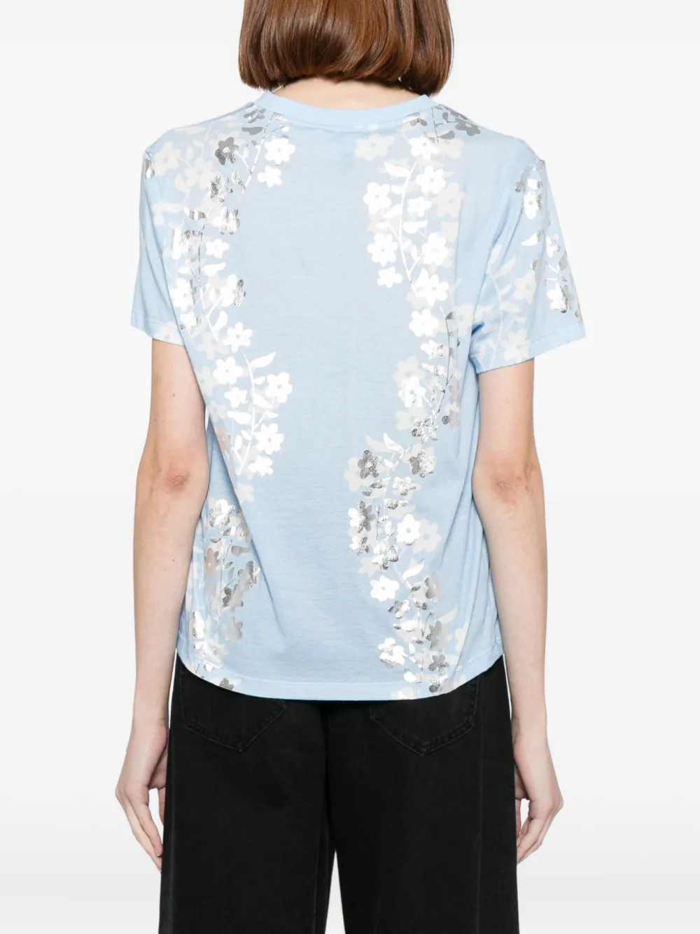 Cynthia Rowley Foil-print T-shirt In Blue