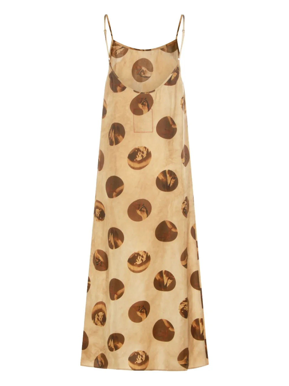 Uma Wang spaghetti-strap print midi dress - Beige