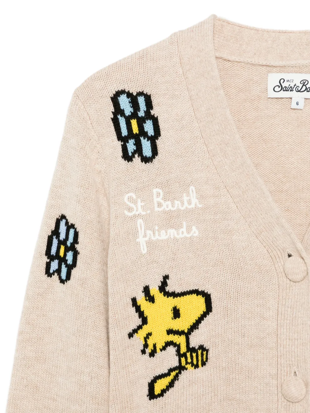 MC2 Saint Barth Kids Vest met geborduurde bloemen Beige