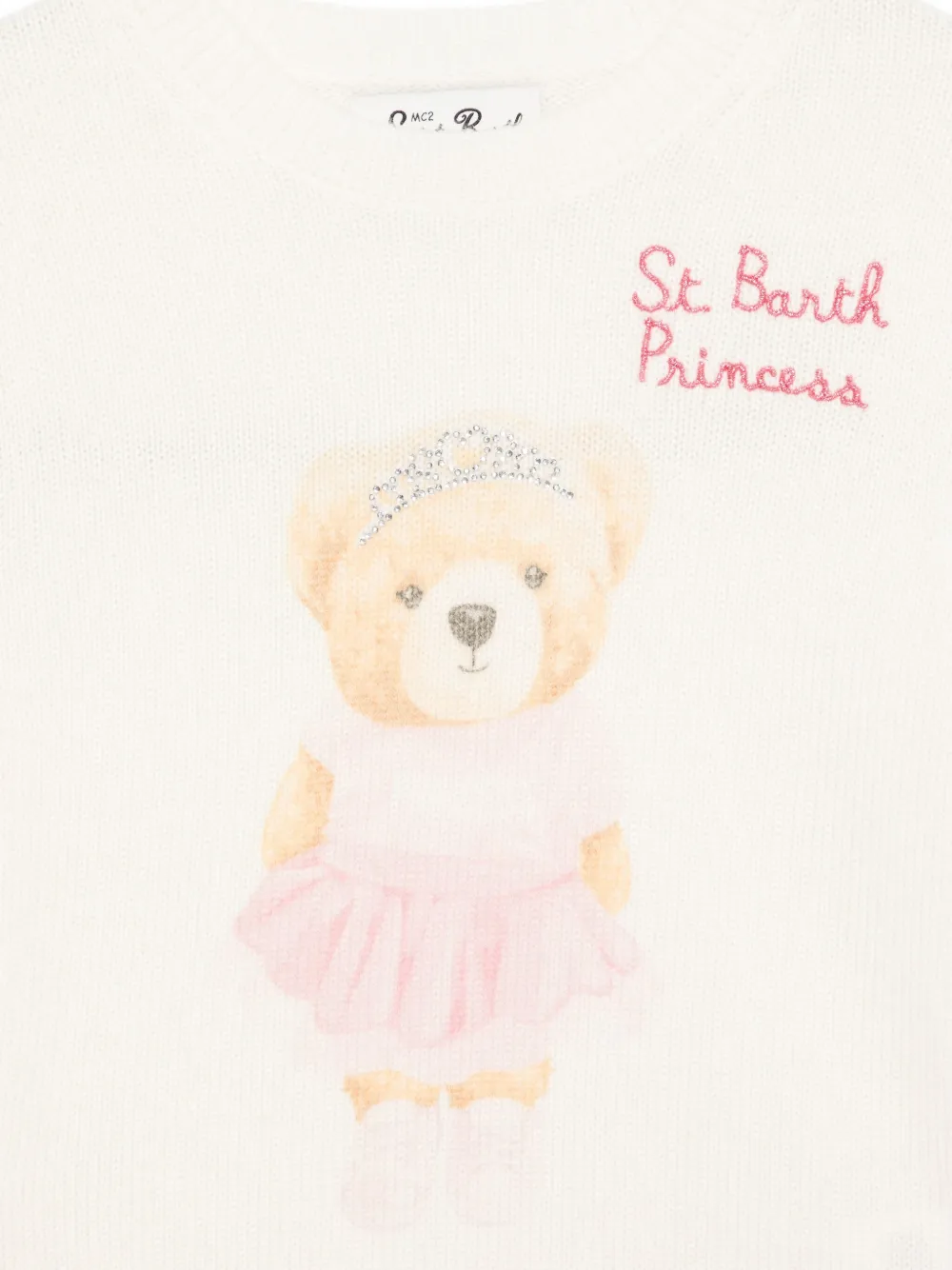 MC2 Saint Barth Kids Trui met ballerina beerprint Beige