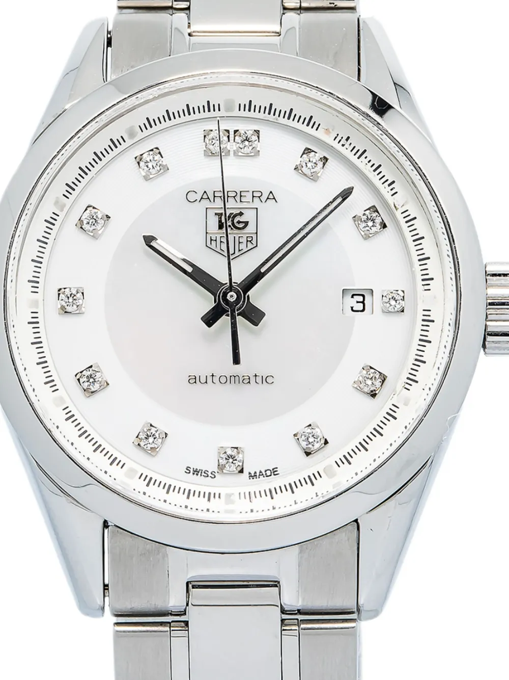 Pre-owned Tag Heuer Diamond Carrera 27mm In White
