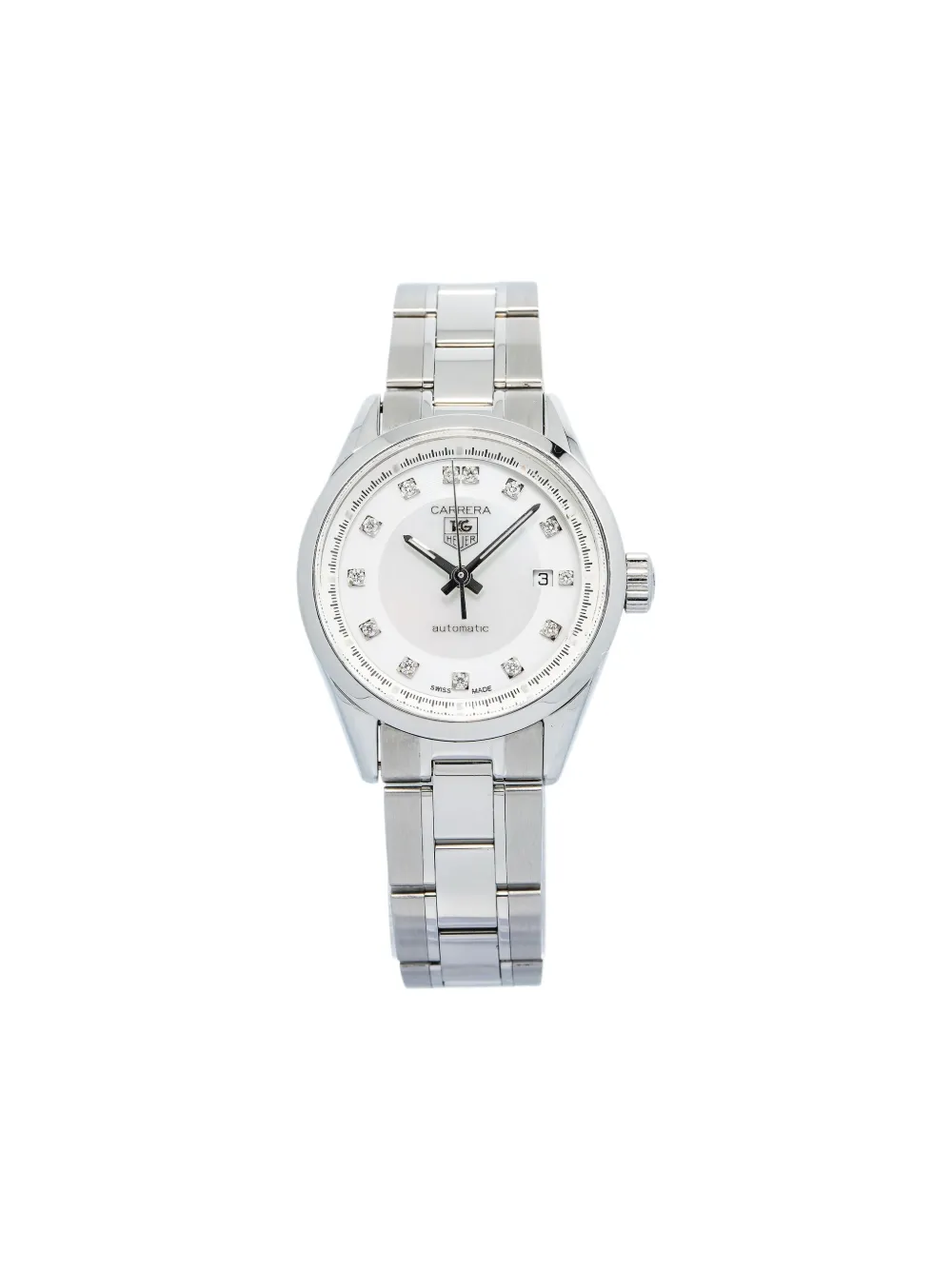 Pre-owned Tag Heuer Diamond Carrera 27mm In White