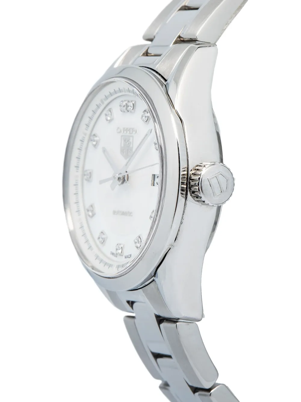 Pre-owned Tag Heuer Diamond Carrera 27mm In White