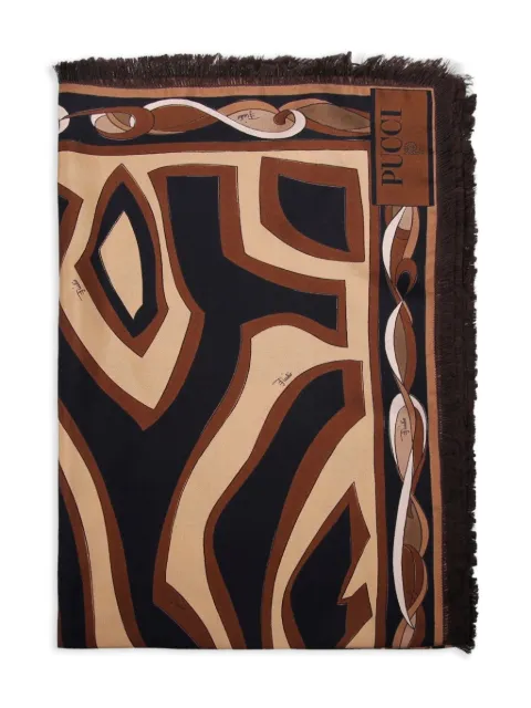 PUCCI fringed abstract-pattern scarf