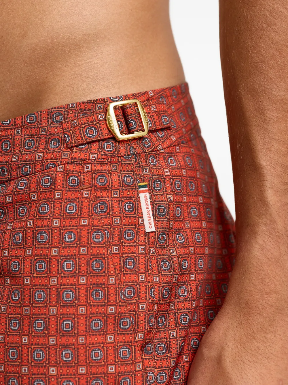 Orlebar Brown Bulldog zwembroek met geometrische print en gespdetail Rood