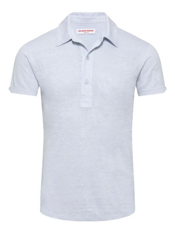 Orlebar Brown Sebastian Linen Polo Shirt in Blue