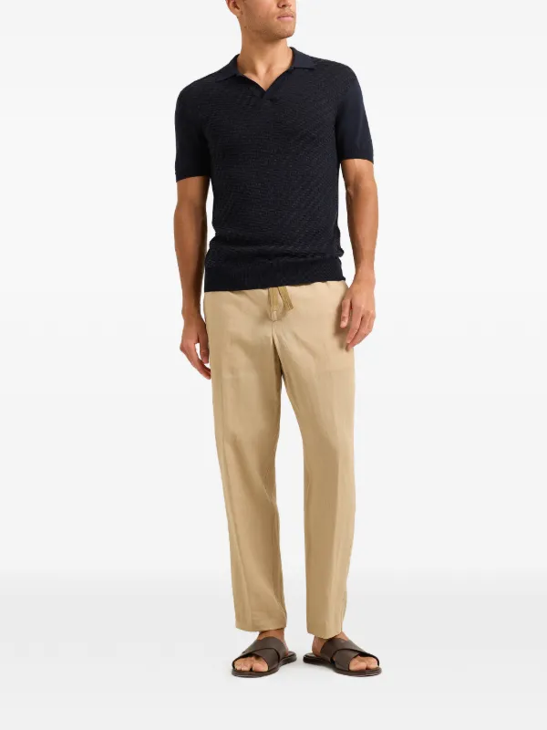 Orlebar Brown Horton Jacquard polo-collar Top | Blue | FARFETCH RO