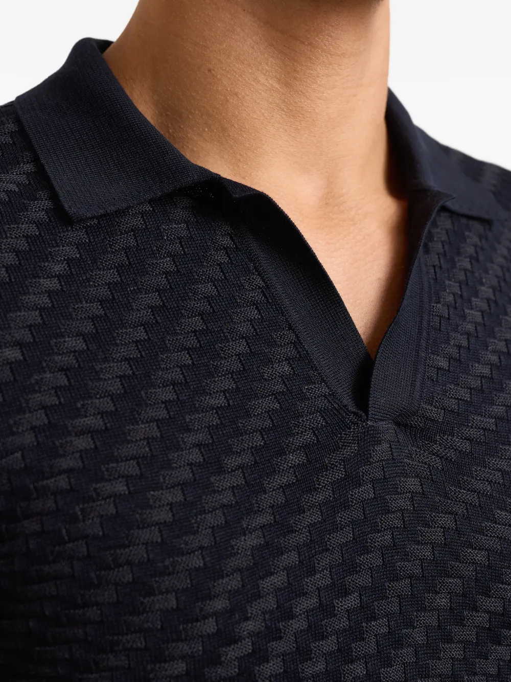 Orlebar Brown Horton top met polokraag en jacquard Blauw