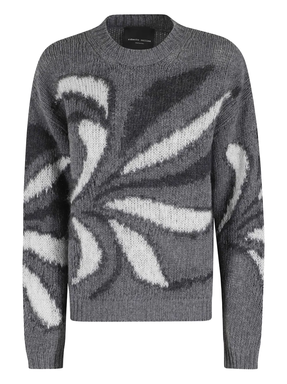 Roberto Collina Flower Inlay Crewneck Sweater In Gray