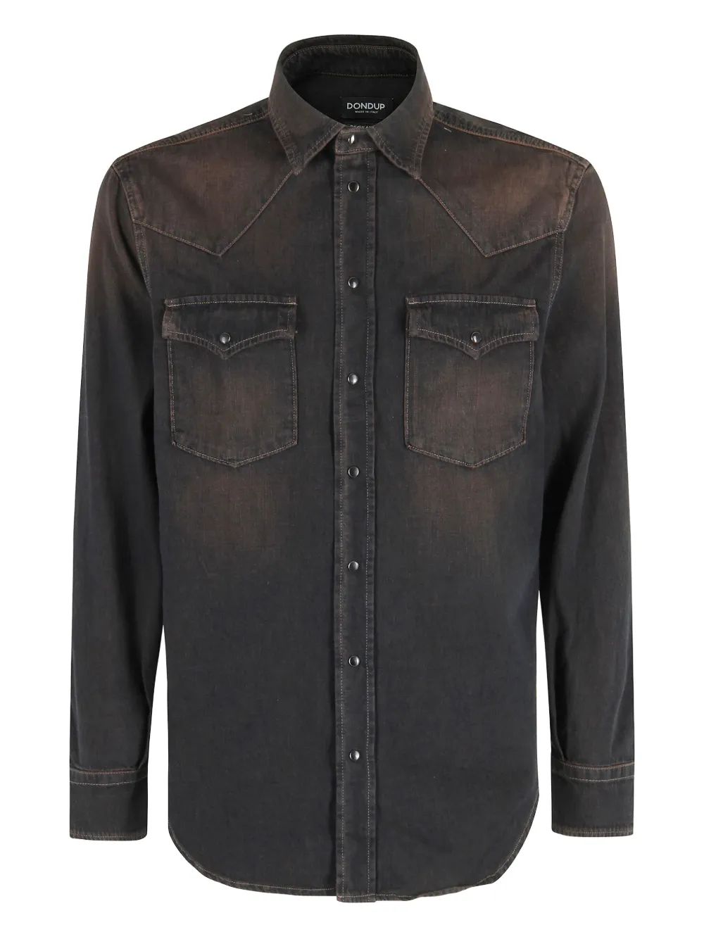 DONDUP Camisa jeans com bolso no busto | Preto | Image 1