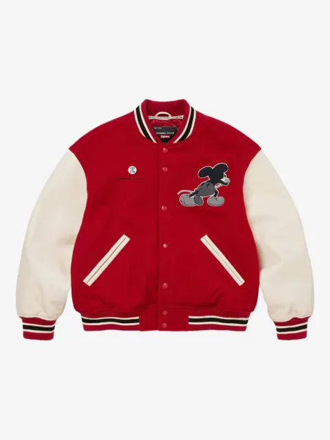 Supreme mickey appliqued varsity jacket