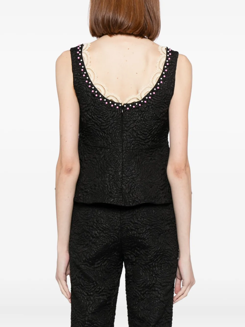 Cynthia Rowley Bead-embellished Vest In Black