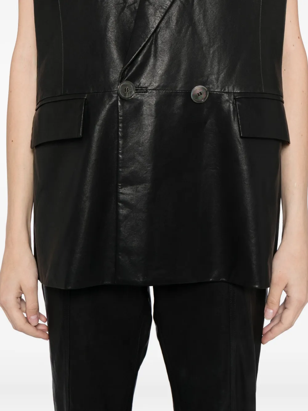 Cynthia Rowley Leather Waistcoat In Black