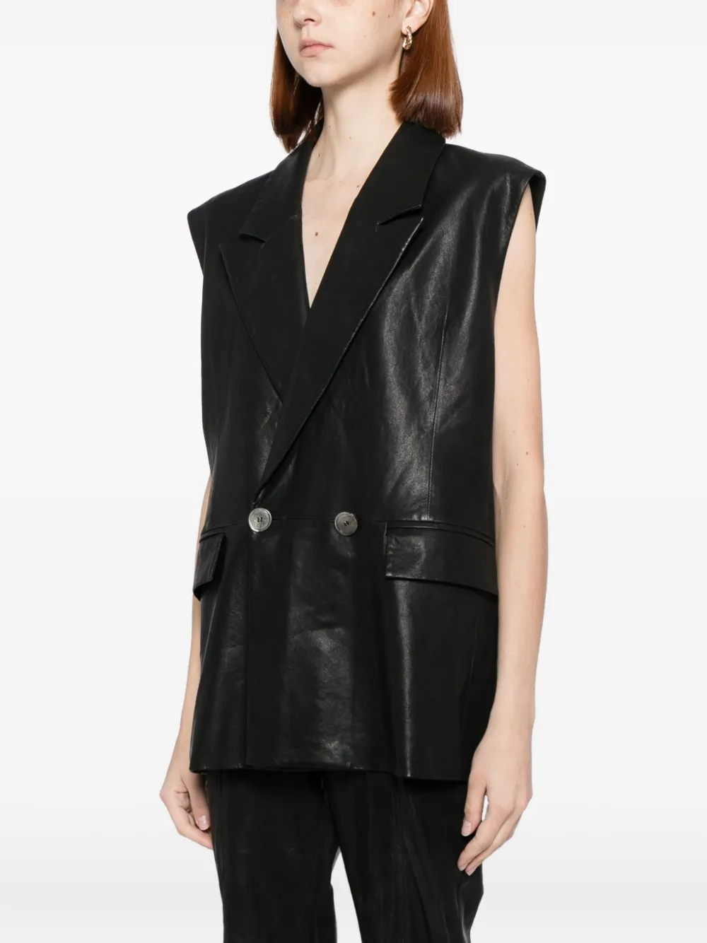 Cynthia Rowley Leather Waistcoat In Black
