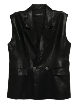Rick Owens レザー ライダースベスト | ブラック | FARFETCH JP